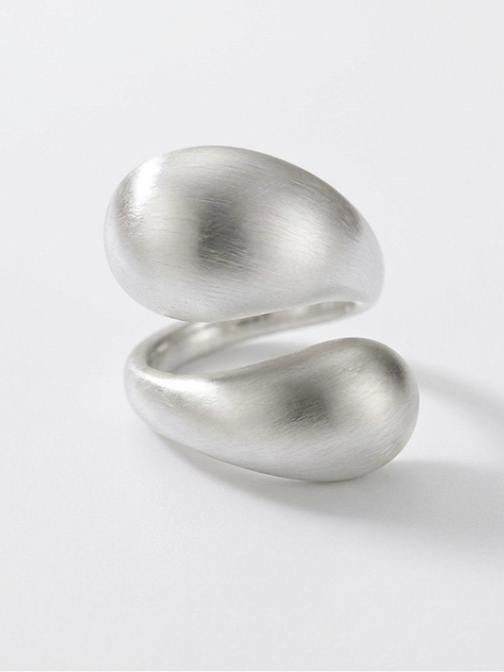 Limited Edition French Design Wrap Brushed Silver Ring | Platinum Plated